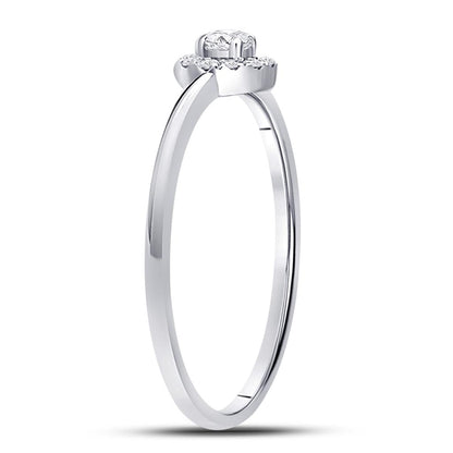 14k White Gold Round Diamond Solitaire Stackable Band Ring 1/5 Cttw