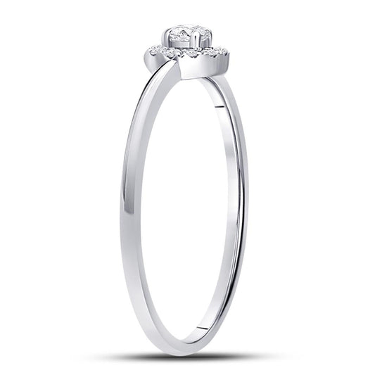 14k White Gold Round Diamond Solitaire Stackable Band Ring 1/5 Cttw