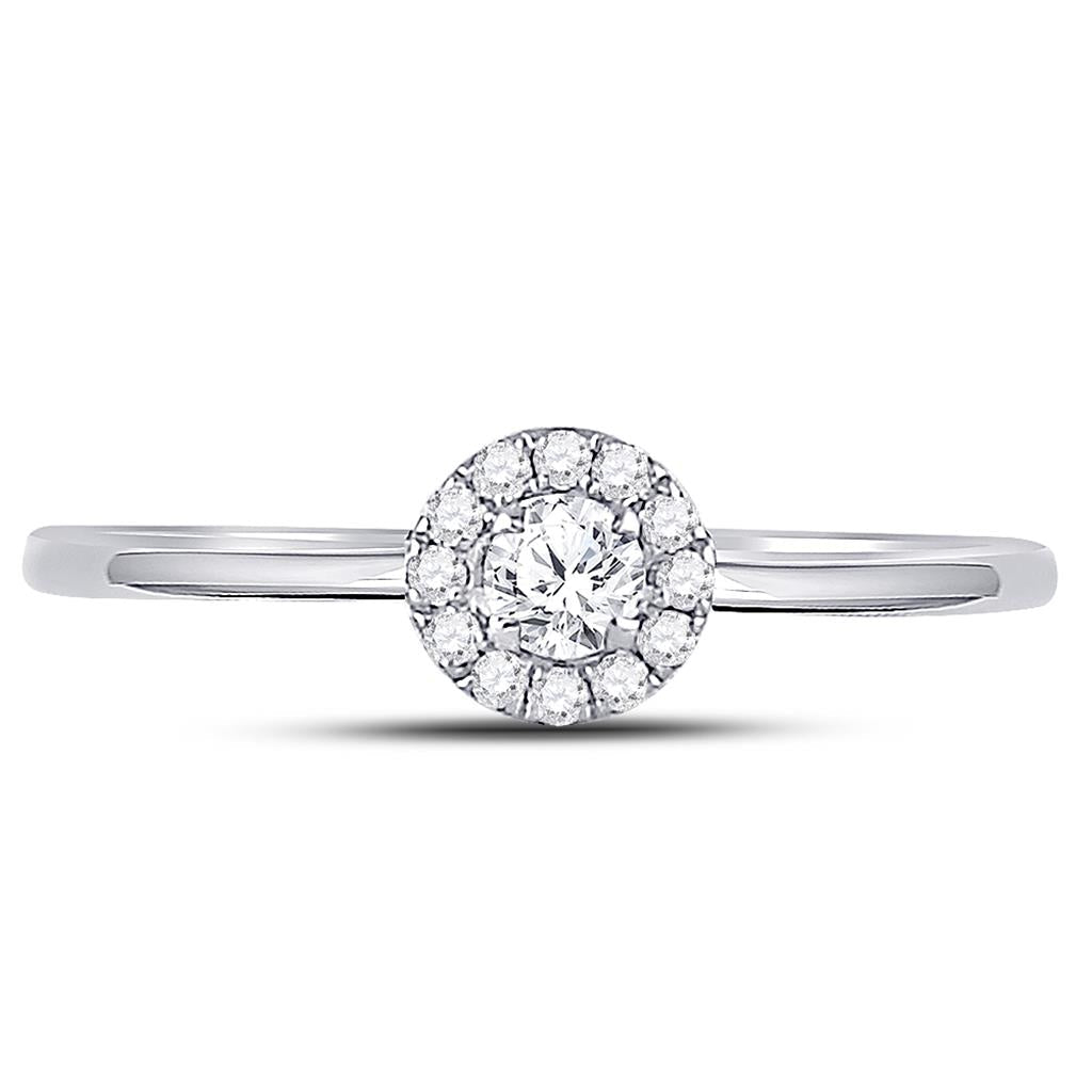 14k White Gold Round Diamond Solitaire Stackable Band Ring 1/5 Cttw