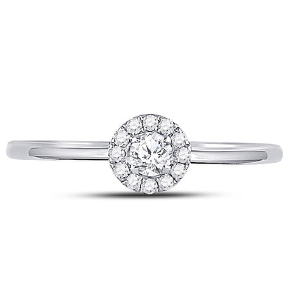 14k White Gold Round Diamond Solitaire Stackable Band Ring 1/5 Cttw