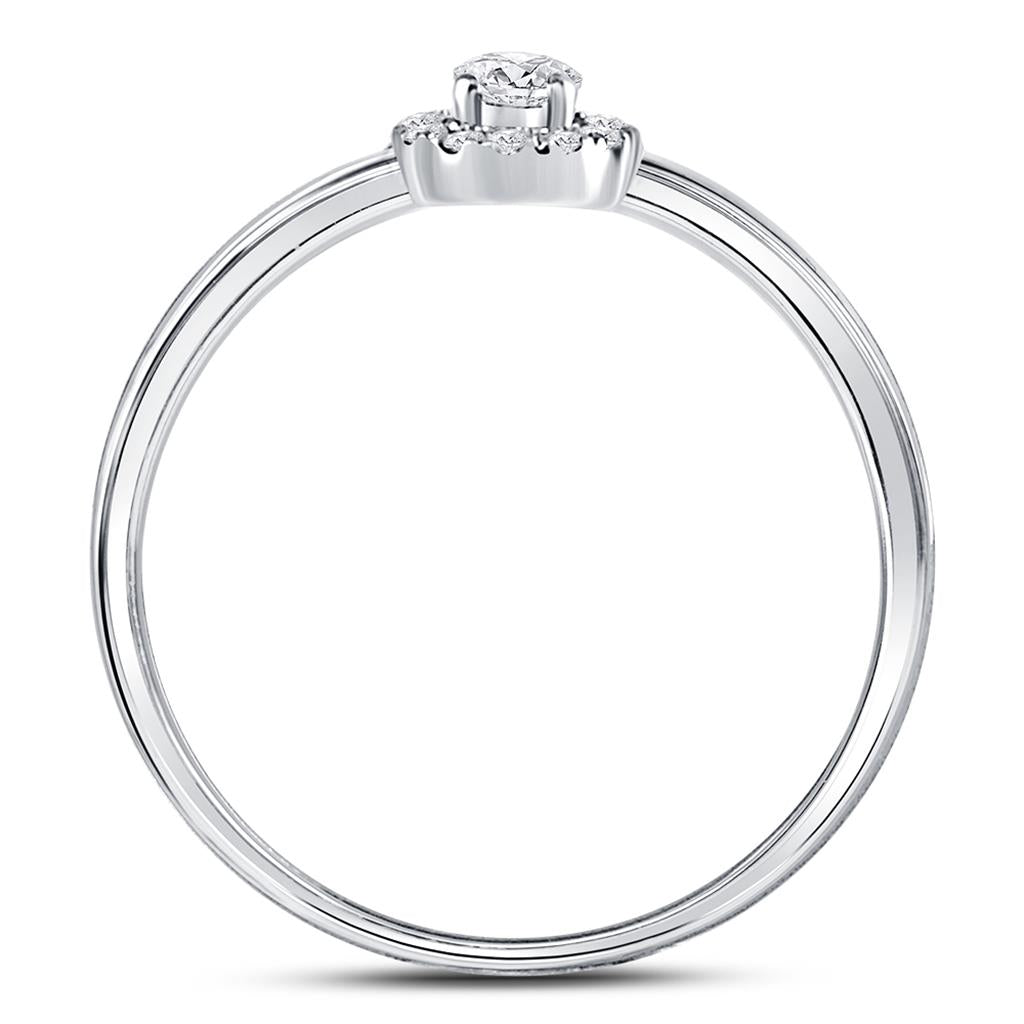 14k White Gold Round Diamond Solitaire Stackable Band Ring 1/5 Cttw