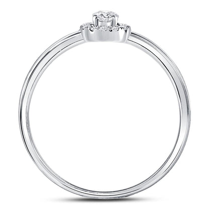 14k White Gold Round Diamond Solitaire Stackable Band Ring 1/5 Cttw