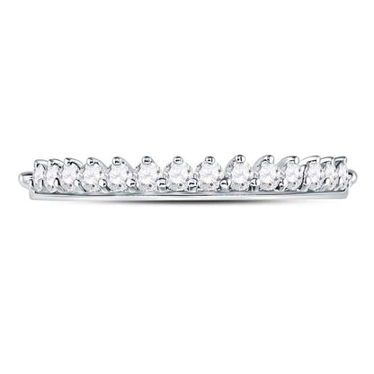 14k White Gold Round Diamond Modern Style Stackable Band Ring 1/3 Cttw