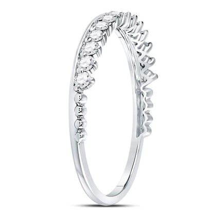 14k White Gold Round Diamond Modern Style Stackable Band Ring 1/3 Cttw