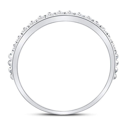 14k White Gold Round Diamond Modern Style Stackable Band Ring 1/3 Cttw