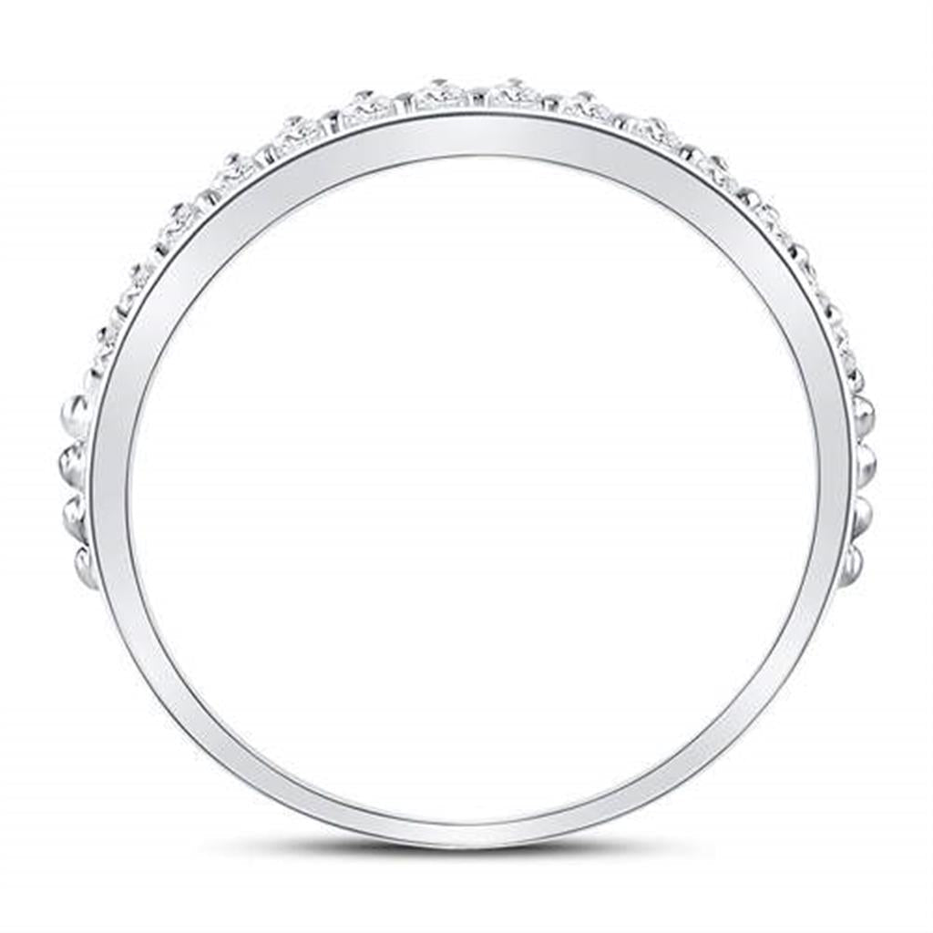 14k White Gold Round Diamond Modern Style Stackable Band Ring 1/3 Cttw