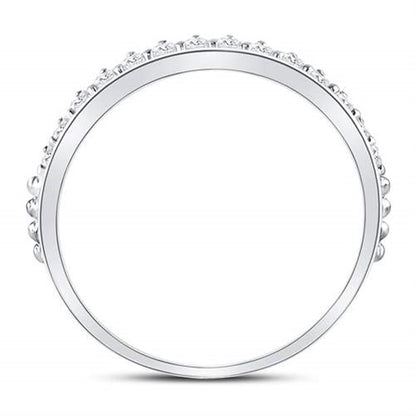 14k White Gold Round Diamond Modern Style Stackable Band Ring 1/3 Cttw