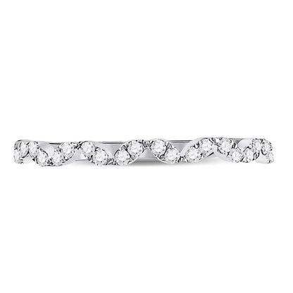 14k White Gold Round Diamond Zigzag Stackable Band Ring 1/5 Cttw