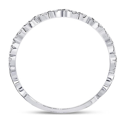 14k White Gold Round Diamond Zigzag Stackable Band Ring 1/5 Cttw
