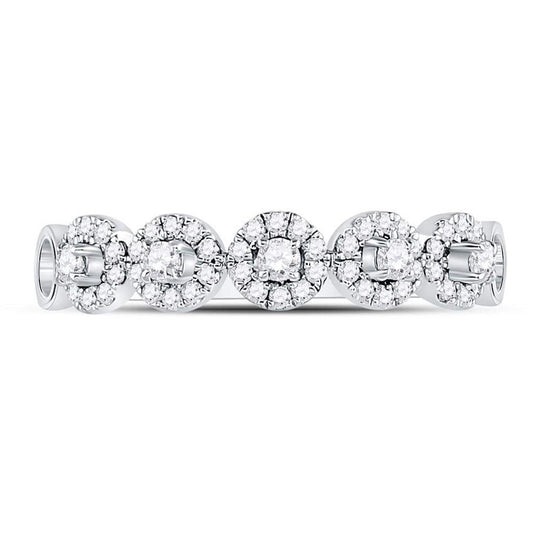 14k White Gold Round Diamond Halo Solitaire Stackable Band Ring 1/3 Cttw