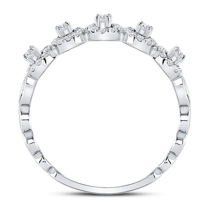 14k White Gold Round Diamond Halo Solitaire Stackable Band Ring 1/3 Cttw