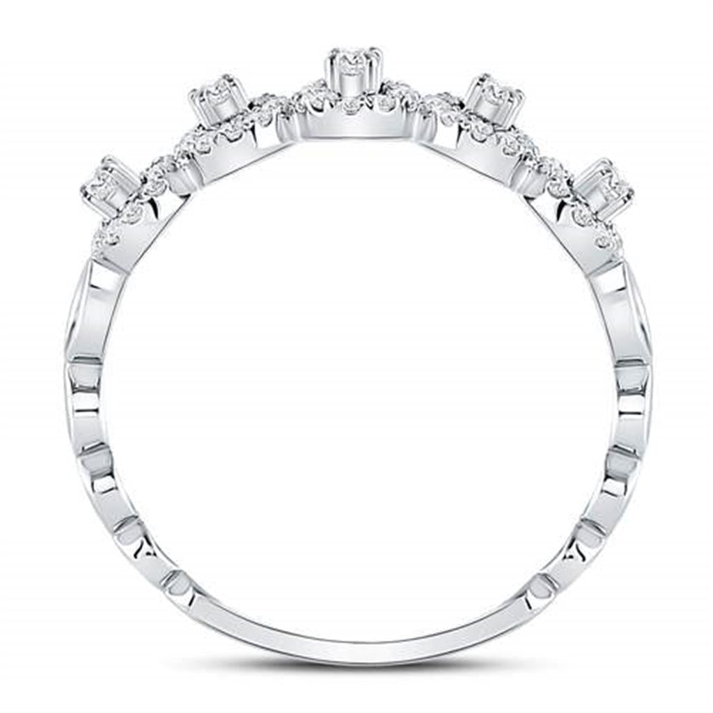 14k White Gold Round Diamond Halo Solitaire Stackable Band Ring 1/3 Cttw