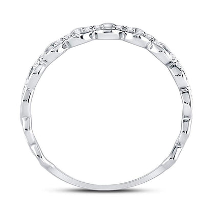 14kt White Gold Round Diamond Link Stackable Band Ring 1/8 Cttw