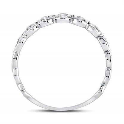 14kt White Gold Round Diamond Link Stackable Band Ring 1/8 Cttw