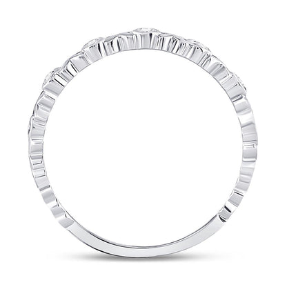 14k White Gold Round Diamond XOXO Love Stackable Band Ring 1/12 Cttw