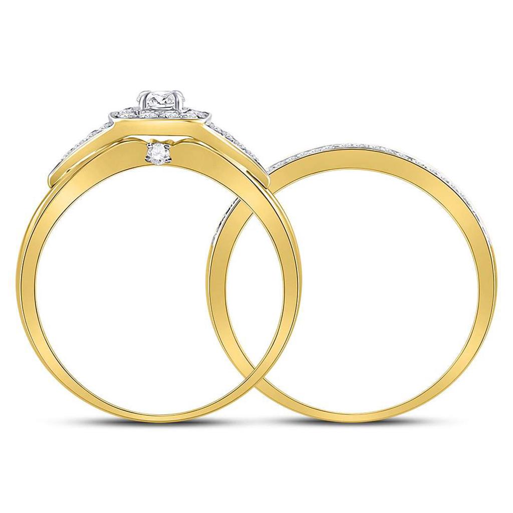 14k Yellow Gold Round Diamond Bridal Wedding Ring Set 1/2 Cttw