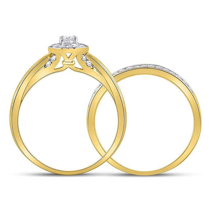 14k Yellow Gold Round Diamond Bridal Wedding Ring Set 1/2 Cttw