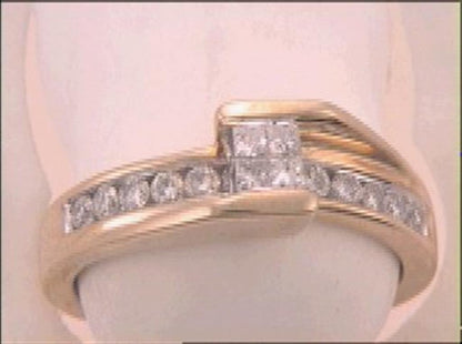 14k Yellow Gold Princess Diamond Band Ring 1/2 Cttw