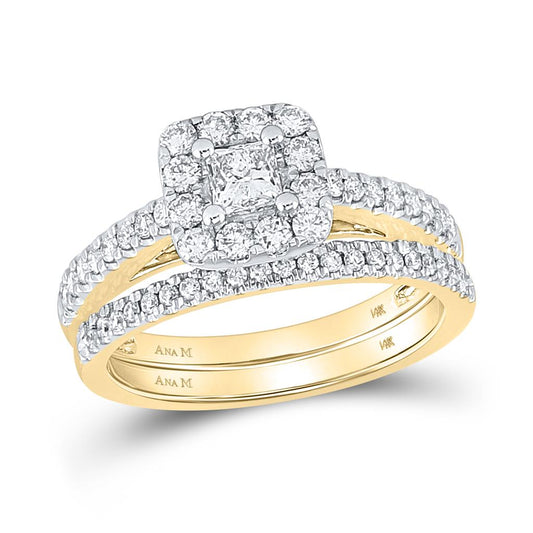 14k Yellow Gold Diamond Princess Bridal Wedding Ring Set 1 Cttw (Certified)