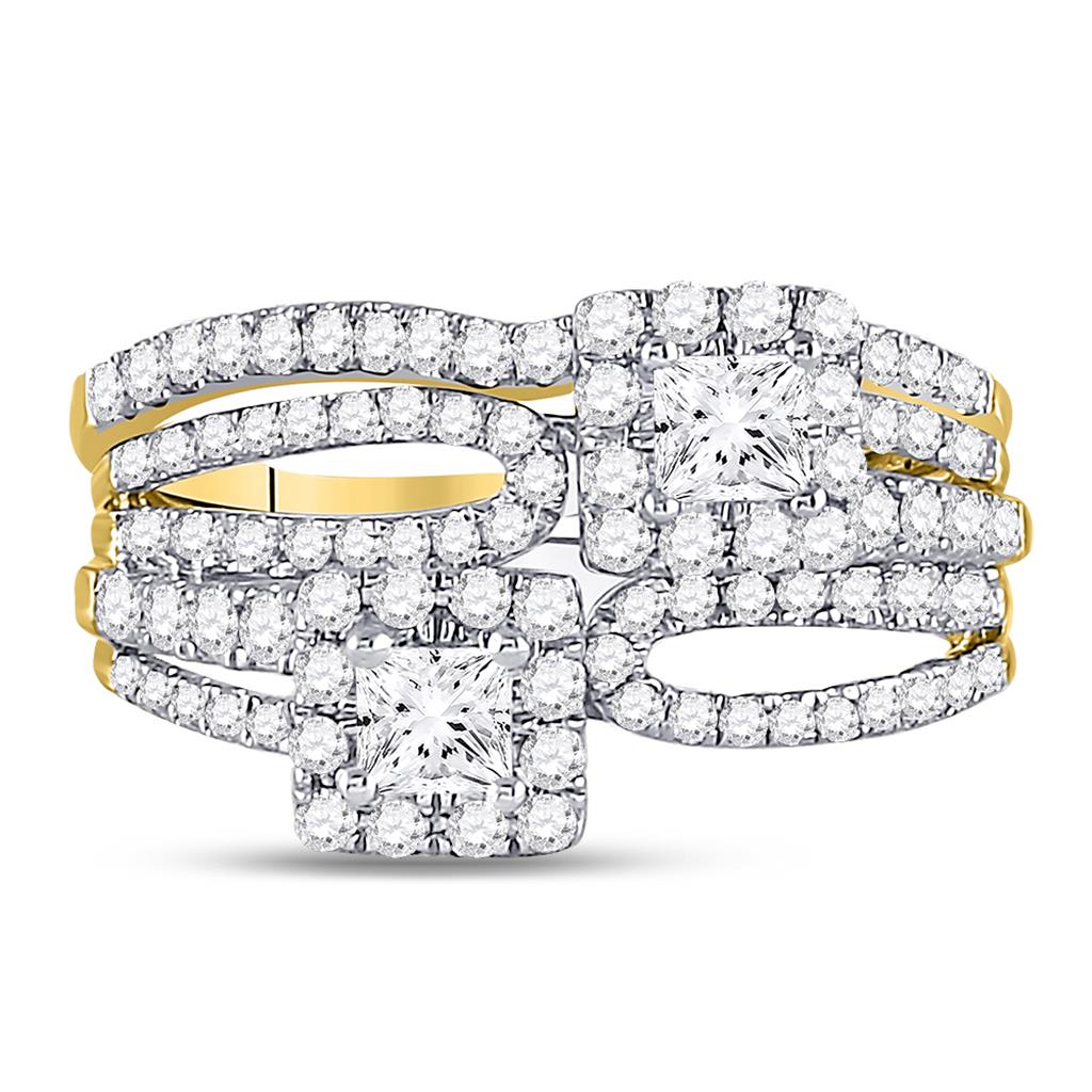 14k Yellow Gold Princess Diamond Bridal Wedding Ring Set 1 Cttw