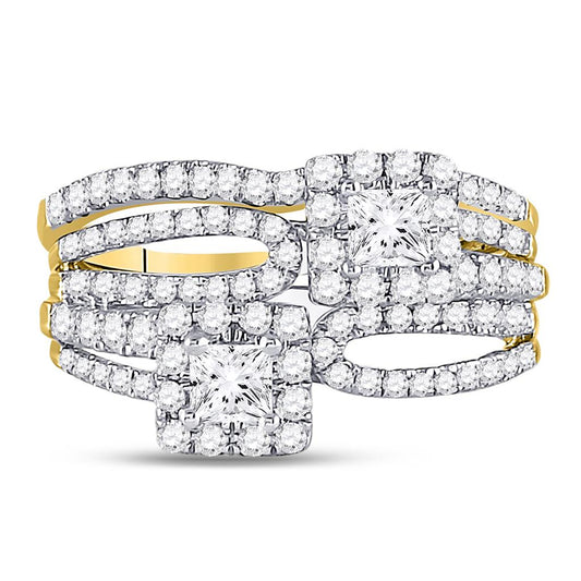 14k Yellow Gold Princess Diamond Bridal Wedding Ring Set 1 Cttw