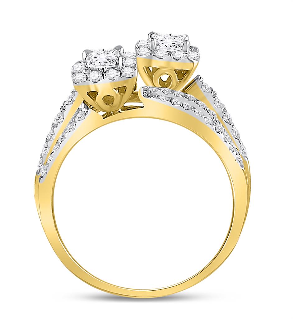 14k Yellow Gold Princess Diamond Bridal Wedding Ring Set 1 Cttw