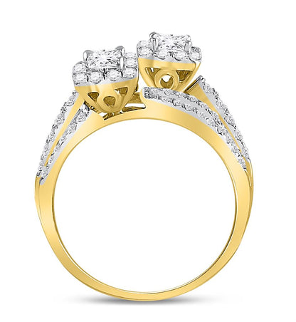 14k Yellow Gold Princess Diamond Bridal Wedding Ring Set 1 Cttw