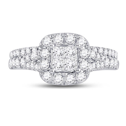 14k White Gold Princess Diamond Bridal Wedding Ring Set 1 Cttw