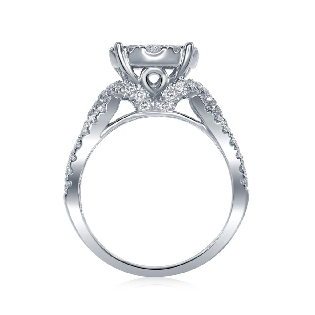 14k White Gold Princess Diamond Bridal Wedding Ring Set 2 Cttw