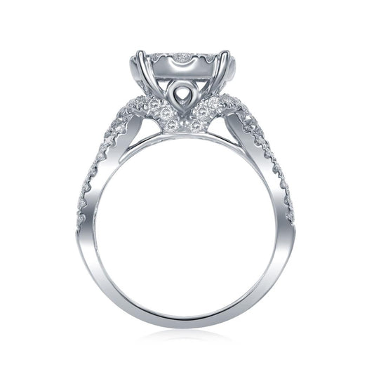 14k White Gold Princess Diamond Bridal Wedding Ring Set 2 Cttw