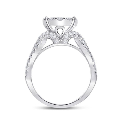 14k White Gold Princess Diamond Bridal Wedding Ring Set 2 Cttw