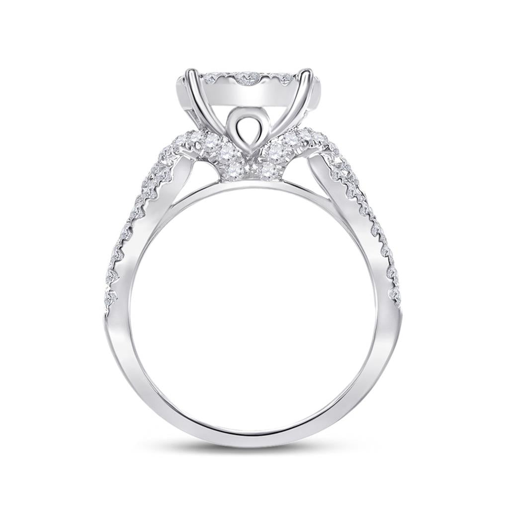 14k White Gold Princess Diamond Bridal Wedding Ring Set 2 Cttw