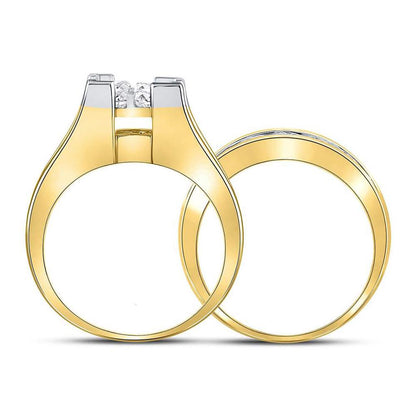 14k Yellow Gold Princess Diamond Bridal Wedding Ring Set 4 Cttw