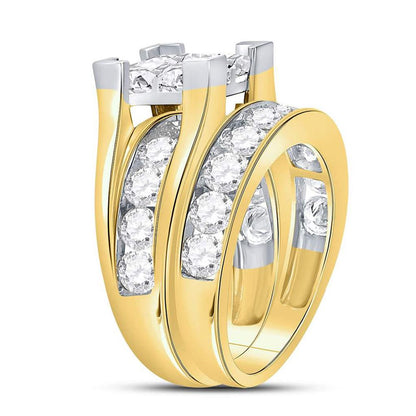 14k Yellow Gold Princess Diamond Bridal Wedding Ring Set 5 Cttw