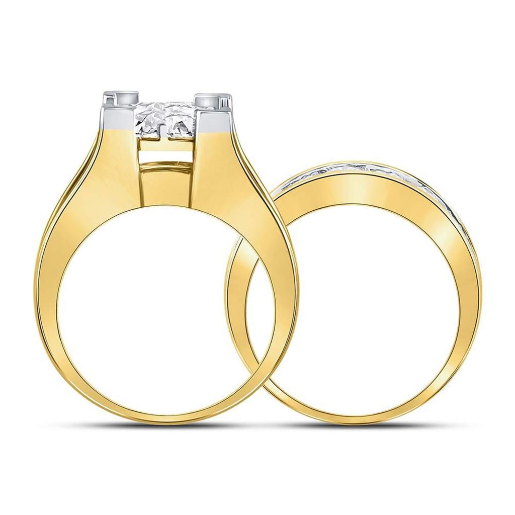 14k Yellow Gold Princess Diamond Bridal Wedding Ring Set 5 Cttw