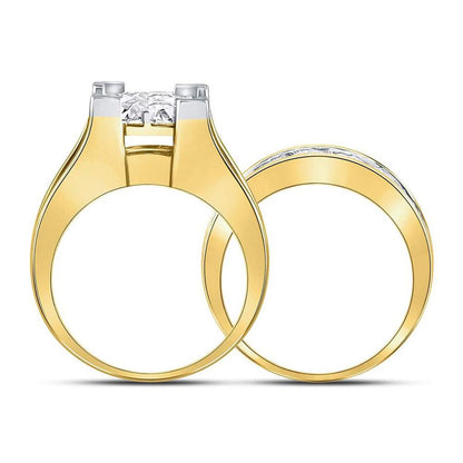 14k Yellow Gold Princess Diamond Bridal Wedding Ring Set 5 Cttw