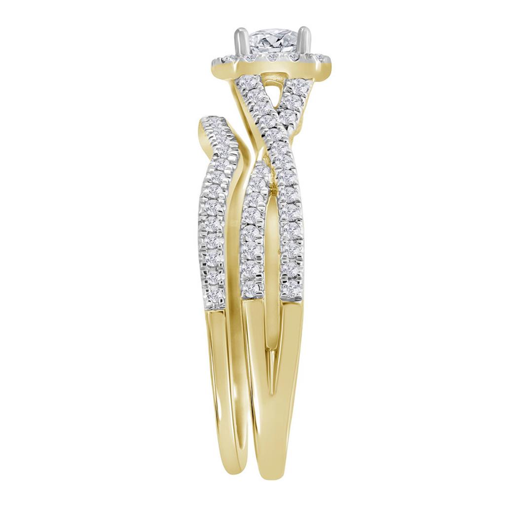 14k Yellow Gold Princess Diamond Bridal Wedding Ring Set 5/8 Cttw