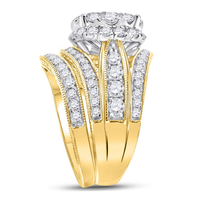 14k Yellow Gold Princess Diamond Bridal Wedding Ring Set 2-1/2 Cttw
