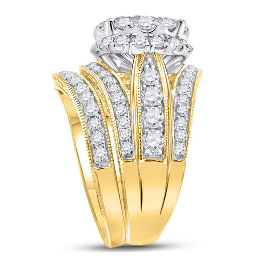 14k Yellow Gold Princess Diamond Bridal Wedding Ring Set 2-1/2 Cttw