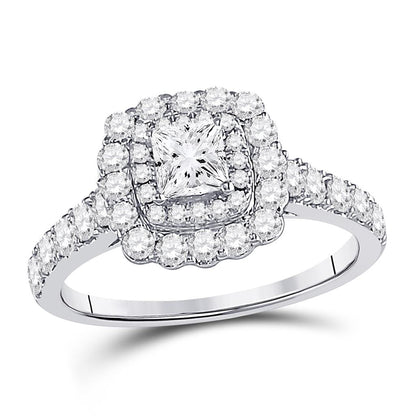 14k White Gold Princess Diamond Solitaire Bridal Engagement Ring 1-1/5 Ctw (Certified)