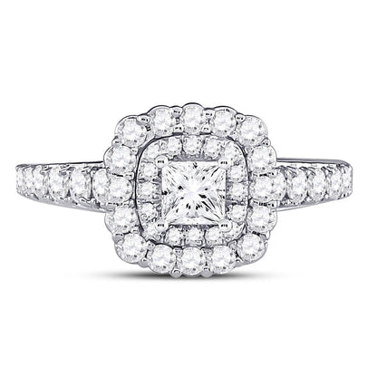 14k White Gold Princess Diamond Solitaire Bridal Engagement Ring 1-1/5 Ctw (Certified)