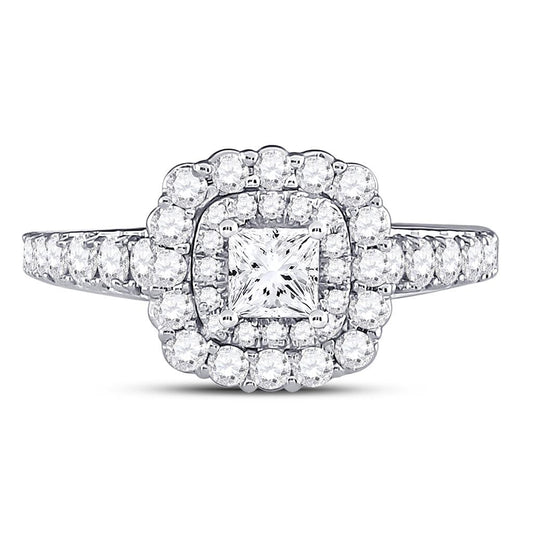 14k White Gold Princess Diamond Solitaire Bridal Engagement Ring 1-1/5 Ctw (Certified)