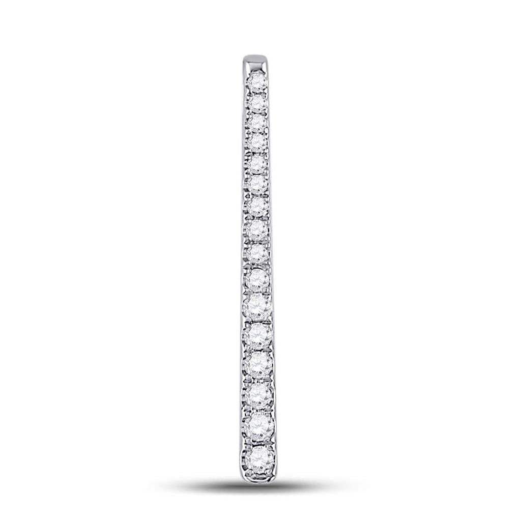 14kt White Gold Round Diamond Single Row Vertical Bar Pendant 1/5 Cttw