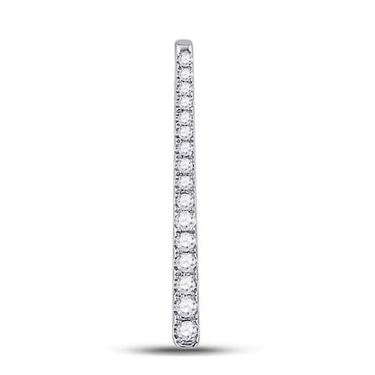 14kt White Gold Round Diamond Single Row Vertical Bar Pendant 1/5 Cttw