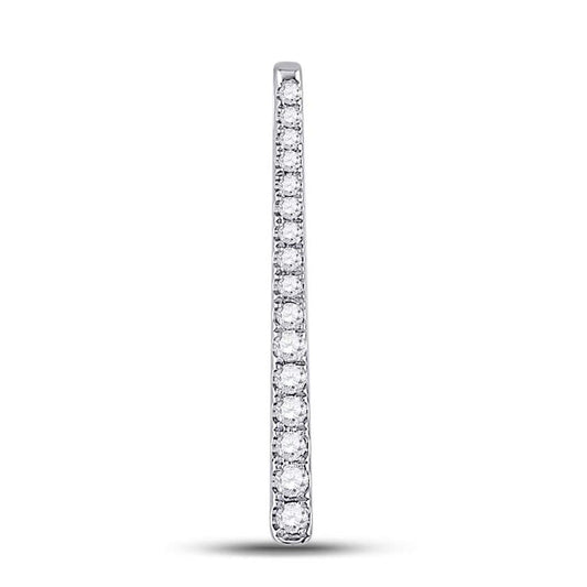 14kt White Gold Round Diamond Single Row Vertical Bar Pendant 1/5 Cttw