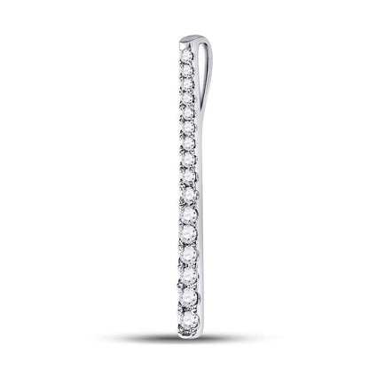14kt White Gold Round Diamond Single Row Vertical Bar Pendant 1/5 Cttw