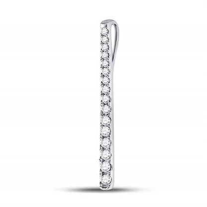 14kt White Gold Round Diamond Single Row Vertical Bar Pendant 1/5 Cttw