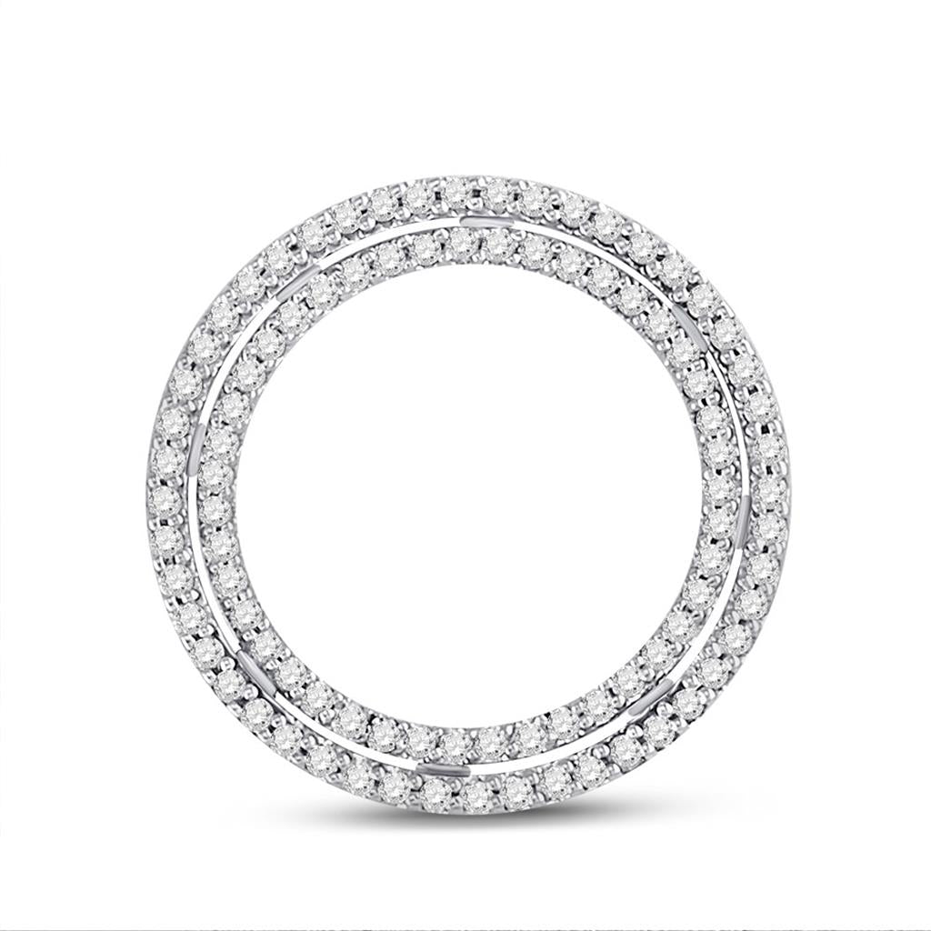 14k White Gold Round Diamond Circle Pendant 1/4 Cttw