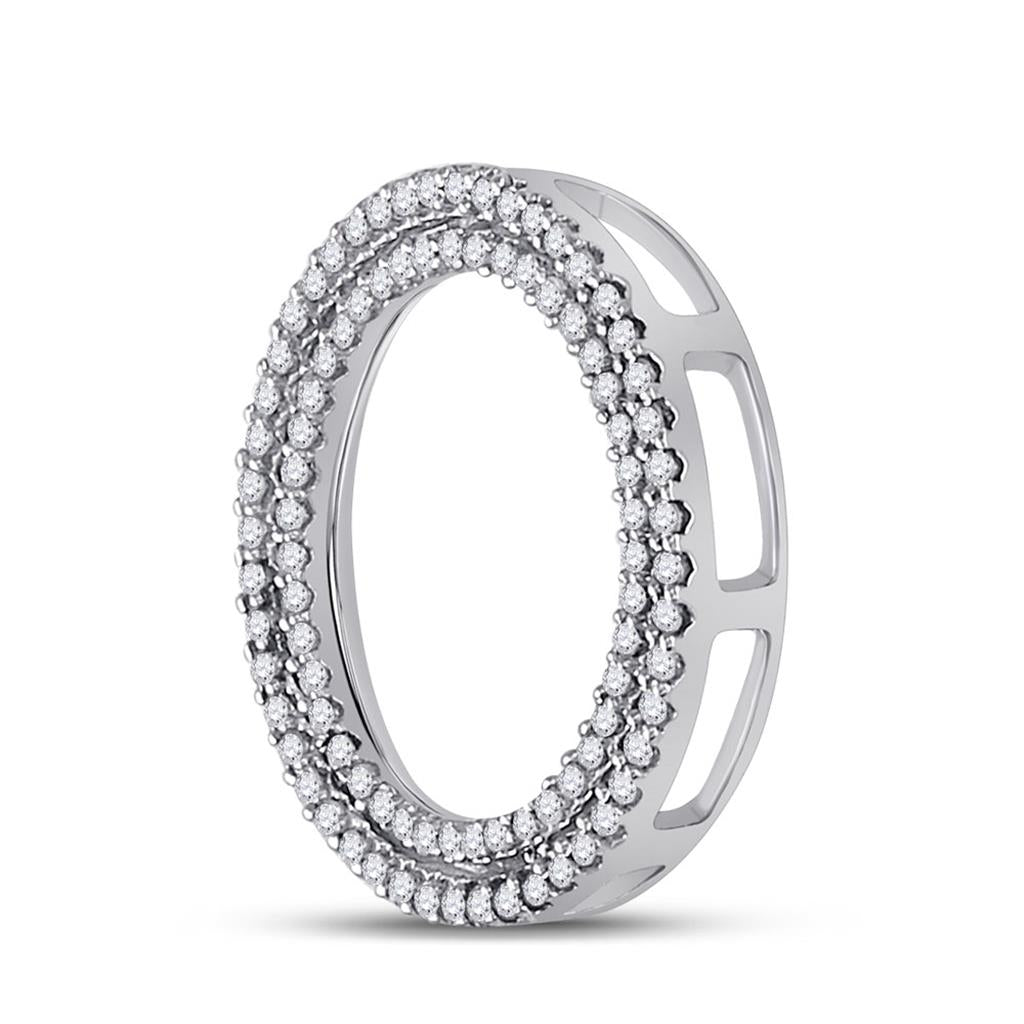 14k White Gold Round Diamond Circle Pendant 1/4 Cttw