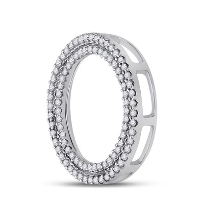 14k White Gold Round Diamond Circle Pendant 1/4 Cttw